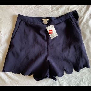 High waisted scalloped shorts